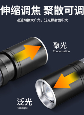2025跨境新款迷你白激光强光手电筒充电便携led户外铝合金露营灯