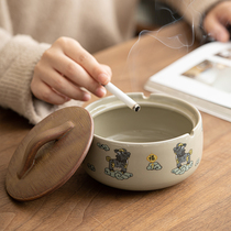Creative Kirin Tap Clouds Ashtrays Ceramic with cover Anti-flying ash Home Living room Tea Table Office high-end large smoke cylinders