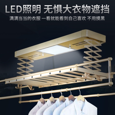 新品声控电动晾衣架升降r双杆式伸缩智能遥控自动阳台晾衣杆烘干