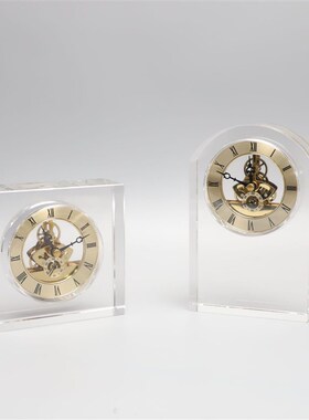 现代简约创意水晶钟表摆件样板房售楼处家居玄S关桌面装饰品摆件