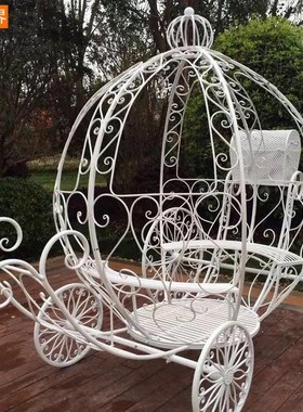 铁艺南瓜车户外欧式铁艺马车婚礼装N饰道具橱窗摄影花车