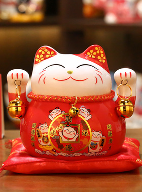 新品招财猫摆件陶瓷日式小号存钱储蓄罐家L居客厅装饰开业礼品发