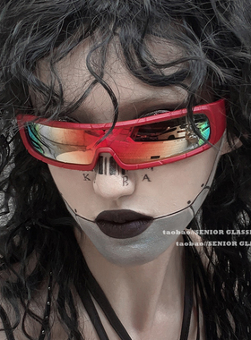 极速亚文化废土未l来科技感弧形连身太阳眼镜ins网红街拍骑行护目