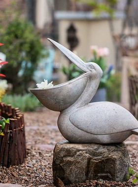 极速掬涵鹈鹕大型装饰摆件花盆器花园庭院别墅草T地面创意礼物户