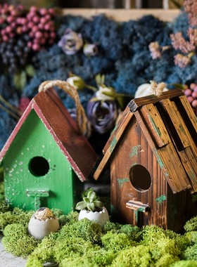 极速掬涵木头鸟窝鸟屋鸟巢装饰摆件杂货花园阳台W装饰庭院摆件