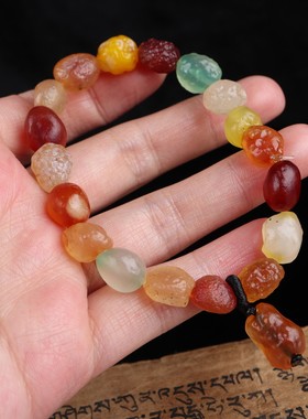极速天然原石阿拉善戈壁t葡萄干糖心玛瑙彩色单圈手串手链女款礼