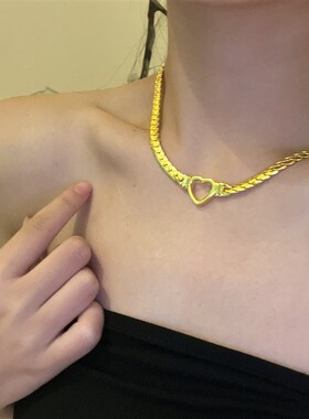 极速hollow love woven chain titCanium steel clavicle chain