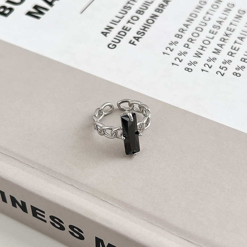 New chain light luxury ring women's niche design fashionable personality 2H023 new popular tail ring cold style