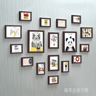 新品爱心照片墙创意个性心形组合相框悬挂墙O装饰北欧风相框墙卧