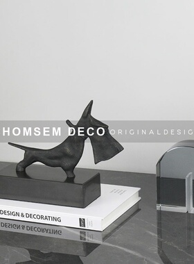 北欧样板房间售楼处文艺狗刀刀艺术家居动物客厅书U房软装饰品摆