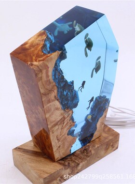 海龟树脂夜灯木制工艺q品个性化独特的装饰送给家人的复活节礼物