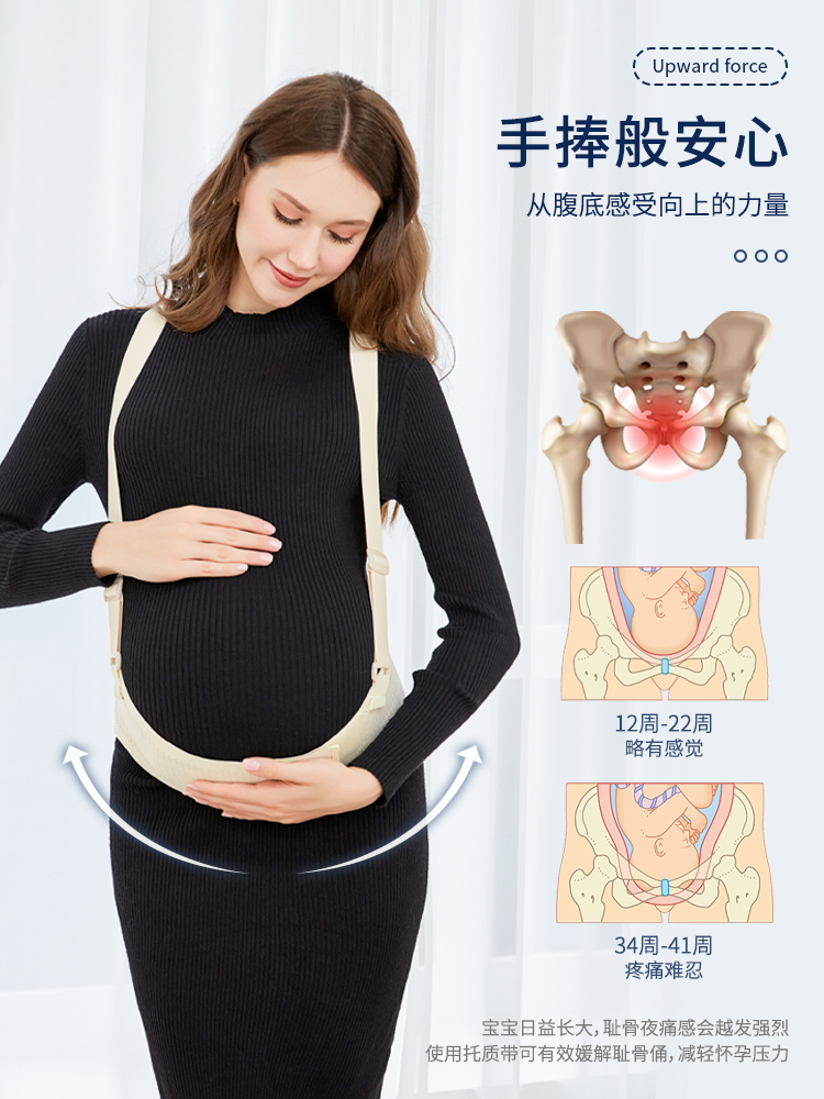 smilingbaby托腹带孕妇专用孕中期晚期拖肚子隐形防滑托拖腹部带 - 图1