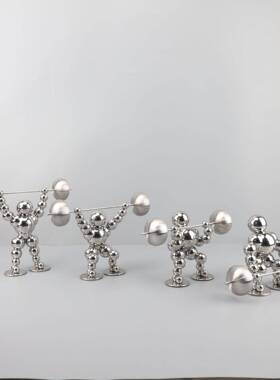 爆款新中式烟灰色举重人金属艺术装饰品办公室样板间客厅家居桌面