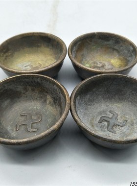 古玩收藏c摆件明清古典黄铜盛具客厅装饰酒杯碟子碗古代用品多款