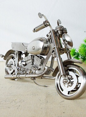 新款不锈钢手f工可以滚动质感摩托车模型摆件孩子的礼物SMG摩托车