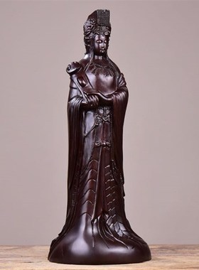 黑檀木雕妈祖神j像摆件根雕实木质雕刻湄洲海神天上圣母红木工艺