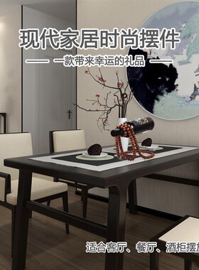 居家典雅 创意木珠红酒架中式y复古实木珠链工艺摆件桌面酒柜装饰