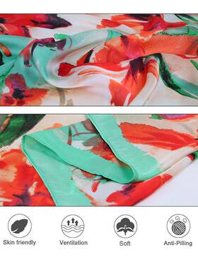 Women Leaf Print Scarf Comfortable Hair Fashionable