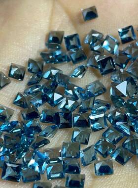 爆款天然伦敦蓝托帕石正方形车平2.5*2.53*3毫米刻面成品