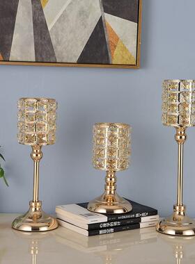 爆款欧式婚庆单头圣诞烛台道具水晶工艺品摆件家居样板房装饰厂家