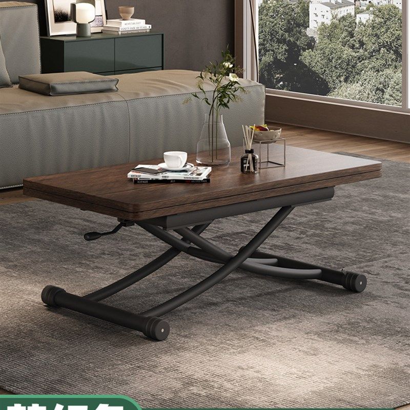 多功能折叠升降餐桌原木茶几一体式小户型方形家用移动伸缩秒变桌,淘宝优惠券,粉丝福利购,淘宝优惠卷