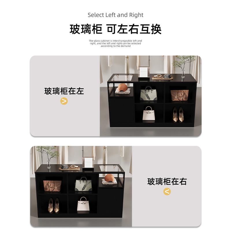 服装店中岛柜收银台带玻璃流w水台展示台柜台摆件饰品陈列柜吧台 - 图1