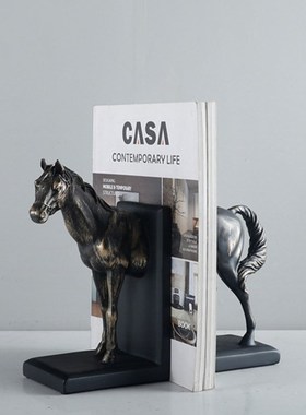 样板房书房书桌马书档书靠创意y摆件现代简约桌面书立家居软装摆