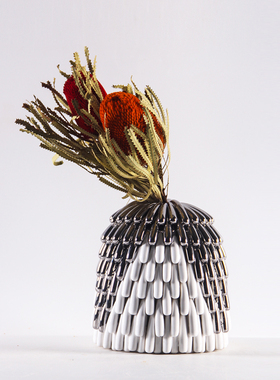 现代简约创意银白l色陶瓷花瓶摆件家居样板间酒店客厅餐桌花器装