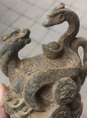 仿古出土铜器四大神兽玄武做O旧摆件影视道具