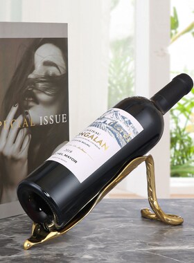 时尚铜叶子红酒架摆件客厅酒柜酒C架装饰品洋酒架摆设办公室工艺