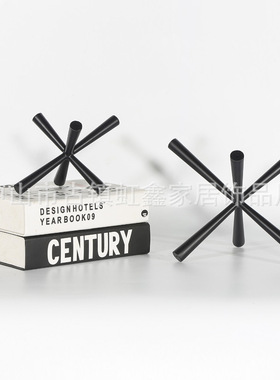 家居现代极简黑色几何金属摆件样板房客厅茶几玄W关柜软装饰品