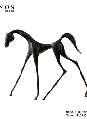 现代轻奢客厅书房马o到成功铁艺马摆件酒店会所样板房软装饰品摆