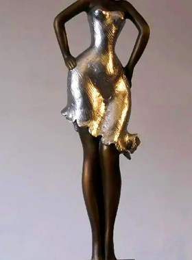 抽象艺术品雕塑定制铸铜小女孩雕塑现代简约别Q墅售楼处摆件玻璃