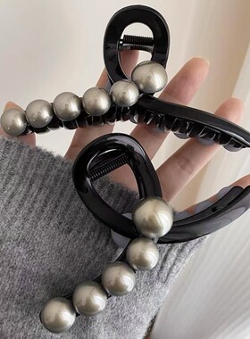 巨能抓~气质高级感大号珍珠发夹女百搭鲨鱼夹小众设计盘发抓夹子