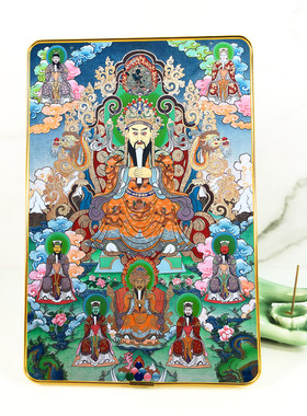 龙五爷唐卡摆台挂墙相框画 财神菩萨佛堂佛龛摆件墙画佛像画定制