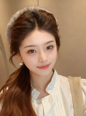 高颅顶毛绒波浪发箍女2025新款秋冬洗脸头箍高级感不勒头发卡头饰