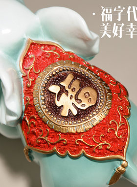 现代吉祥如意招财大象桌面摆件一对客厅电视柜装饰品乔迁新居礼品