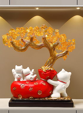生意兴隆发财树招财猫摆件客厅电视柜酒柜高档装饰品乔迁新居礼物