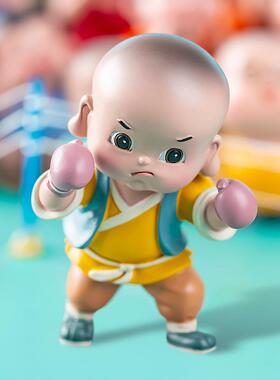 爆款奥林运动加油小沙弥摆件可爱功夫和尚装饰品办公桌面摆设汽车