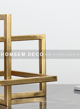 现代几何不规则i金属桌面摆件样板房玄关电视柜售楼处软装饰品摆