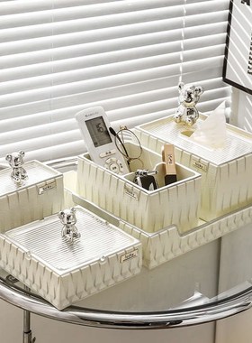 2023新款桌面家居杂物茶几收纳盒轻奢小众Q客厅创意摆件装饰品