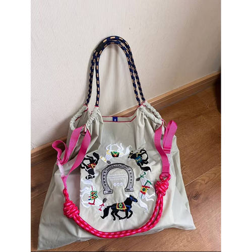 日本ball chain环保购物袋高圆圆同款旅行袋刺绣包尼龙帆布斜挎女 - 图2