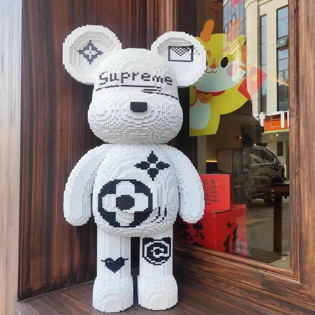 Huge super white violent bear building blocks