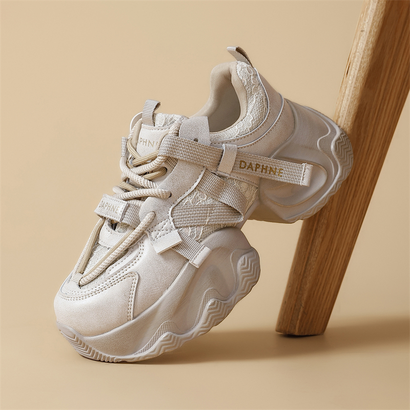 达芙妮厚底老爹鞋女2025新款春秋季休闲爆款百搭增高运动松糕鞋子 - 图1
