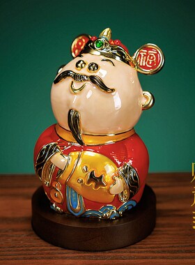 热销财神爷小摆件办o公室办公桌桌面装饰品工艺品商务礼物可爱公