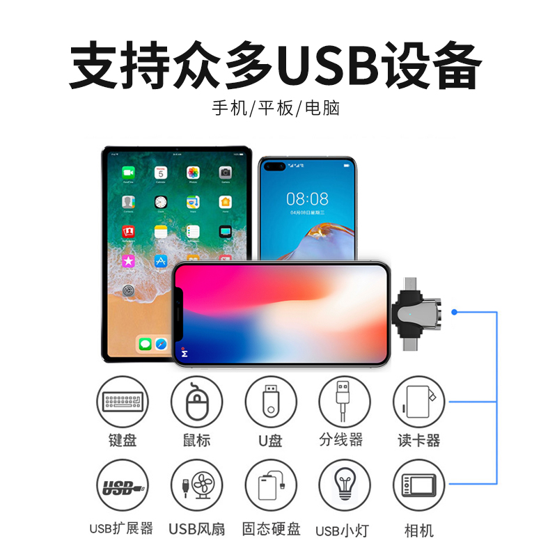 连意三合一otg转接头USB3.0转换器下载歌曲照片适用华为oppo苹果安卓vivo小米荣耀手机读取视频多功能广场舞 - 图0