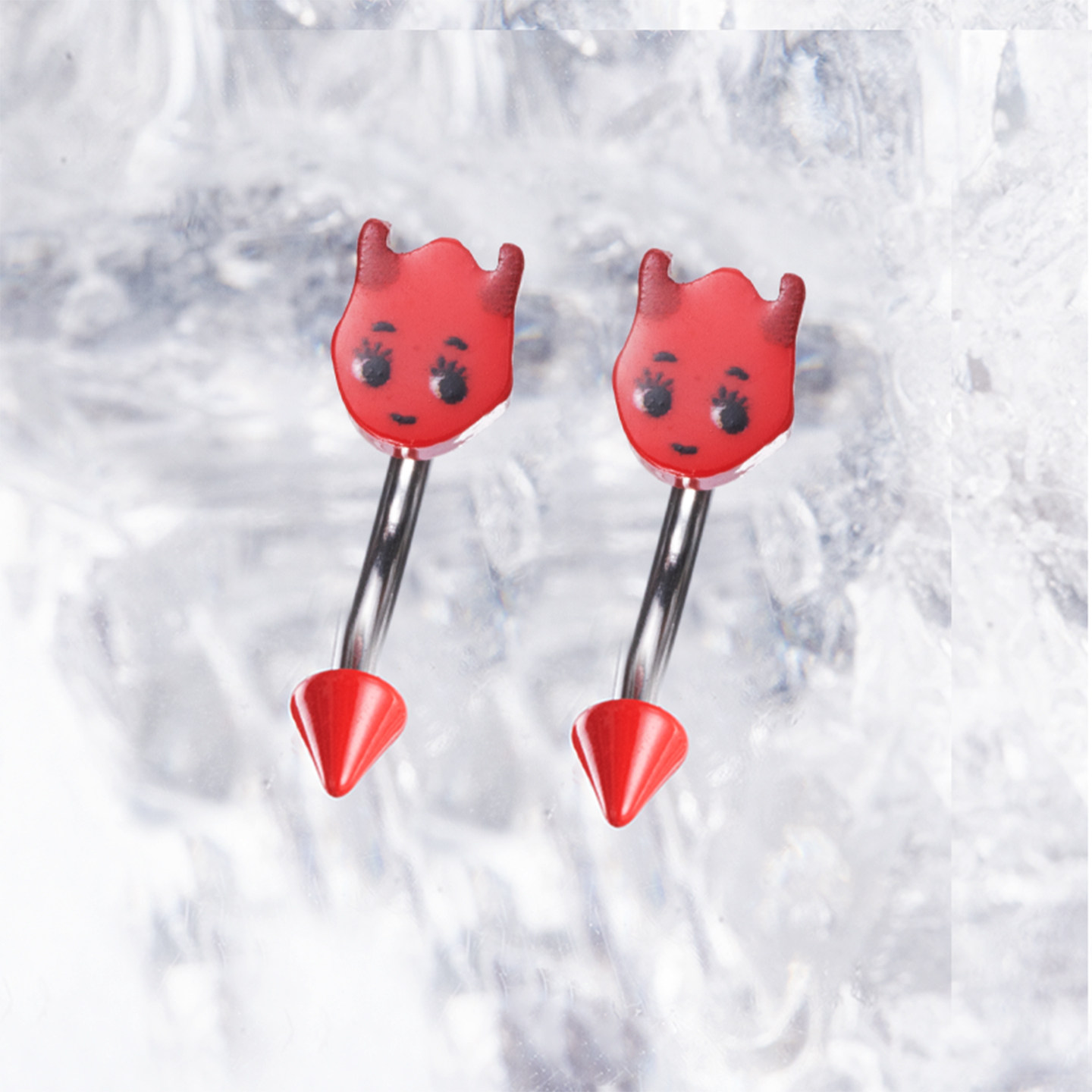 钛钢外螺纹大红色小恶魔尖锥眉钉ROOK耳骨钉甜酷朋克个性穿刺饰品,淘宝优惠券,粉丝福利购,淘宝优惠卷