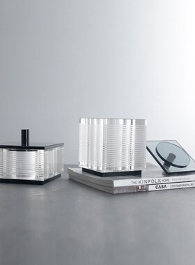 轻奢极简北欧创意方形水晶玻璃杯子D摆件家居餐桌客厅电视柜摆设