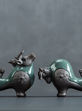 陶瓷创意牛摆件j招财玄关办公室桌面客厅酒柜装饰新中式牛气冲天