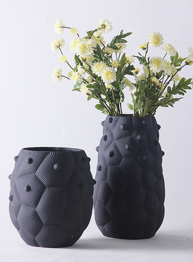 现代简约a样板房创意几何菠萝纹陶瓷花瓶摆件家居客厅玄关花器饰